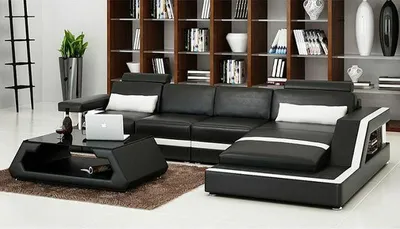 Image de LEDERSOFA XXL WOHNLANDSCHAFT GARNITUR USB LEDER GARNITUR ECKSOFA Maßanfertigung