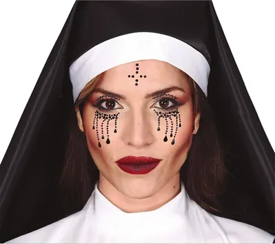 Immagine prodotto di Vampiro Gioielli Viso Halloween Decorazione Gotica Strass Accessori per il Trucco Spaventoso Festa Fantasia Maschera Design Creativo Estetica Oscura, Colore: Nero