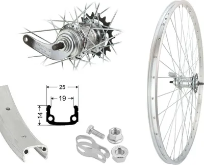 Produktbild von Bärwinkels 28 Zoll Hinterrad Rücktrittbremse 1 Gang Laufrad mit Bremse Aluminium silber 28"