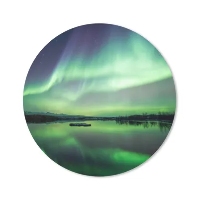 Produktbild von MuchoWow® Mauspad Mousepad Nordlicht - See - Island - Grün - Wald - Schnee 30x30 cm - Mousepads - Maus Mat - Pad - Mausunterlage - Tischunterlage - Schreibtischmatten