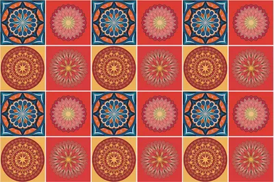 Produktbild von Fliesenaufkleber 20 x 20 cm – 24 Stück – Selbstklebend – Wasserfest – Pflegeleicht – Hitzebeständig – Für Küche & Bad – Orientalische Mandalas
