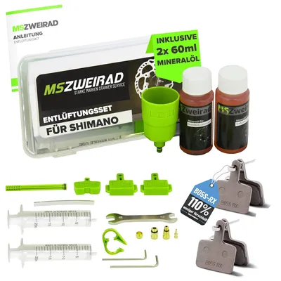 Produktbild von MSZweirad Entlüftungsset mit Öl + Shimano B05S Bremsbeläg - für Fahrradscheibenbremsen und hydraulische Fahrradbremsen