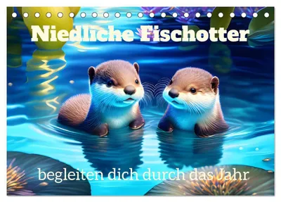 Produktbild von Niedliche Fischotter begleiten dich durch das Jahr (Tischkalender 2027 DIN A5 quer), CALVENDO Monatskalender