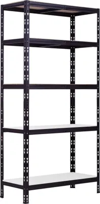 Produktbild von Schwerlastregal Stahl 180 x 90 x 40 cm 5 Holzböden 600 kg schwarz