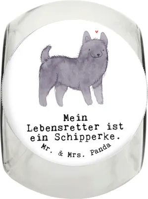 Produktbild von Mr. & Mrs. Panda Leckerli Glas Hund Schipperke Lebensretter XL 2000ml - Weiß - Geschenk, Keksdose, schraubglas, Dose, Vorratsbehälter, Bonbonglas, Vorratsglas