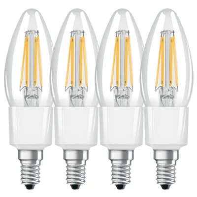 Produktbild von 4 x Ledvance LED Filament Smart+ Kerze 4W = 40W E14 klar 470lm warmweiß 2700K Dimmbar App Google Alexa Apple HomeKit Bluetooth