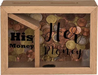 Produktbild von Holz-Spardose »His money Her money« Geschenkidee Hochzeit Verlobung Jahrestag