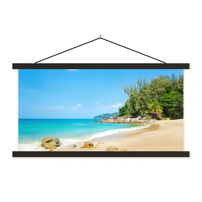 Produktbild von MuchoWow® Textilposter Strand - Meer - Pflanzen - Tropisch 150x75 cm mit schwarzem Rahmen - Posterleiste