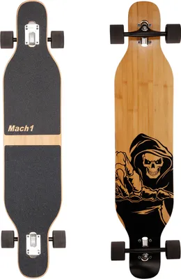 Produktbild von Mach1 Bambus Longboard mit Keramik Kugellager + T-Tool - Skateboard Drop Through Cruiser Komplettboard 2857