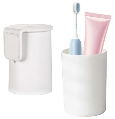 Produktbild von Magnetischer Zahnbürstenhalter & Becherhalter 2er Set, Kleben ohne Bohren, Hitzebeständig
