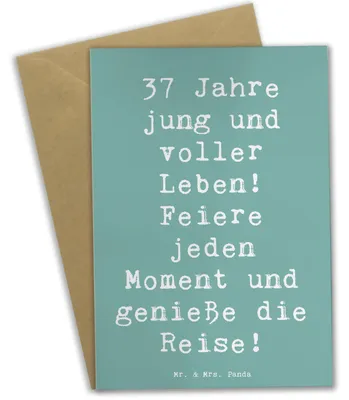 Produktbild von Mr. & Mrs. Panda Grußkarte Spruch 37. Geburtstag Lebensfreude - Meeresbrise - Geschenk, hochzeitskarten, genieße die Reise, Lächeln, Happy Birthday, Geburtstagsgeschenk