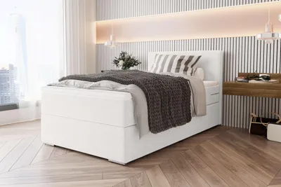 Produktbild von 99rooms Phönix Mini Boxspringbett 100x200 cm Webstoff MALMO_NEW Weiß