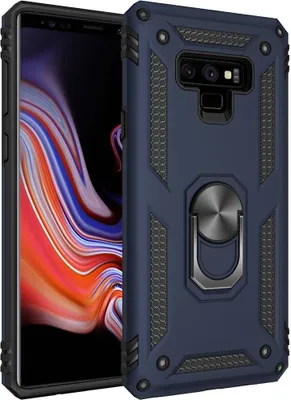 Produktbild von LaimTop Galaxy Note 9 Hülle, Hybrid Robuste Rüstung Drehbarer Ring Halter Ständer Dual Layer Hard PC + TPU Stoßfest Schutzhülle für Samsung Galaxy Note 9 Navy