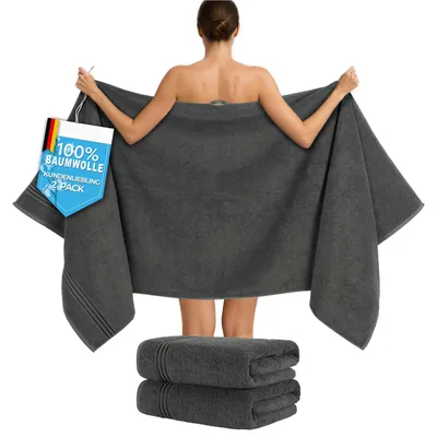Produktbild von Hammetex Saunahandtücher 2er Set 80x200 cm – 100% Baumwolle Frottier, 500 GSM,
