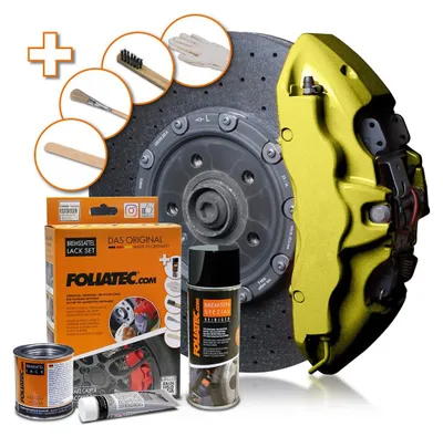 Produktbild von Foliatec 2154 Bremssattellack Motorlack SET Hyper Gold metallic Lack mit Zubehör