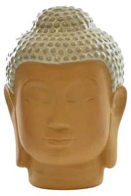 Produktbild von B&S Buddha Kopf Dekofigur Porzellan weiß braun 14 cm für Innendekoration