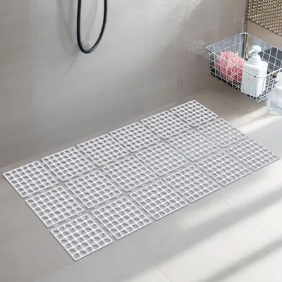 Obrázok produktu pre Protisklzová podložka pod sprchu, štvorcová, s prísavkami a odtokovými otvormi, 40 x 80 cm, sivá