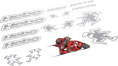 Image de Kit d'autocollants Hebo Racing 2, argent, 500x350mm