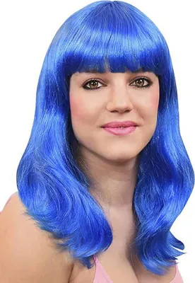 Produktbild von Langhaarfrisur blau - Kostüm Perücke für Fasching
