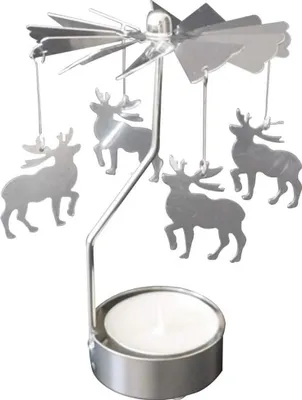 Produktbild von Drehbarer Kerzenhalter, drehbarer Kerzenhalter für Zuhause, Schlafzimmer, Metall, kleines Geschenk (Hirsch, Silber)