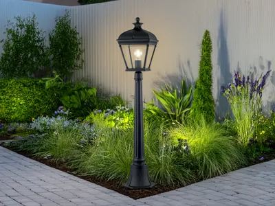 Produktbild von LED Wegeleuchte 104cm im Landhausstil, Gartenlaterne zur Wegbeleuchtung, Schwarz