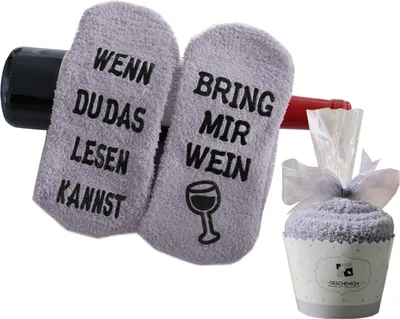 Produktbild von Kuschelsocken mit Wein Spruch WENN DU DAS LESEN KANNST, BRING MIR WEIN, Geschenk für Frauen, Geburtstagsgeschenk für Frauen, 36-43