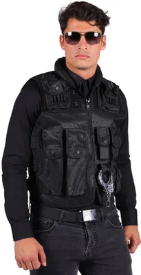 Produktbild von T2962-0100 schwarz Damen Herren SWAT Weste Polizei Kostüm