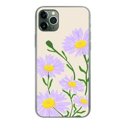 Produktbild von MuchoWow® Handyhülle Schutzhülle Hülle für iPhone 11 Pro Max Blume - Lila - Minimalismus Silikon Softcase Handy Hülle - Schutz - Geburtstag Teenager