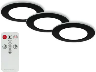 Zdjęcie produktu dla Oprawa wpuszczana LED do łazienki 3x5W ściemniana pilotem IP44 czarna Ø9,2cm Briloner