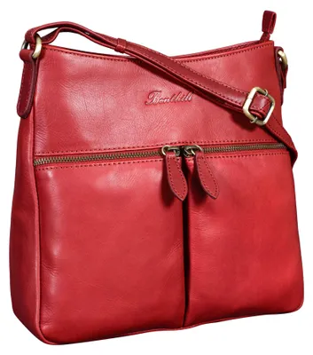 Produktbild von Benthill Damen Umhängetasche Leder | Tasche aus echtem Rindsleder | Handtasche mit Reißverschluss - Schultertasche / Ledertasche | Vintage Shopper