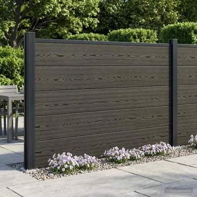 Produktbild von Möbel zaunset 180 x 105 cm WPC und Aluminium Schwarz - Metallzäune &54838