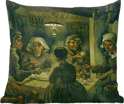 Produktbild von MuchoWow® Zierkissen Sofakissen Wohnzimmer Dekokissen 40x40 cm Die Kartoffelesser - Vincent van Gogh - Foto Kissen - Schlafzimmer Dekoration