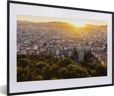 Produktbild von MuchoWow® MuchoWow® Gerahmtes Poster Frankreich - Marseille - Sonnenuntergang 60x40 cm - Poster mit zchwarzem Bilderrahmen - Schlafzimmer - Plakat in Rahmen - Drucken