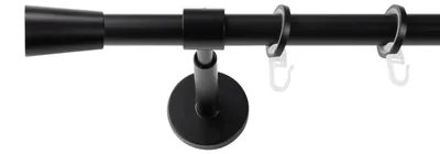 Produktbild von SN Deco Gardinenstange Nizza, 19 mm, 1-läufig, Stahl, Komplett-Set mit Ringen, geschlossener Träger, 200 cm, schwarz