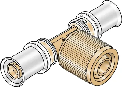 Image de KE Kelit KMW482T, KELOX-ULTRAX-W, raccord en T pour réservoir de chasse d'eau, 16x1/2", 1 pièce.