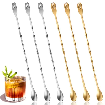 Cocktailmischlöffel 6er Set, 26 cm, Edelstahl, Gold/Silber