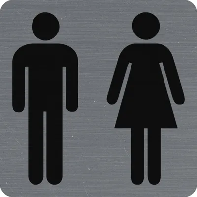 Produktbild von Exacompta Hinweisschild selbstklebend Toilette Damen/Herren 75x75 cm Grau 67178E