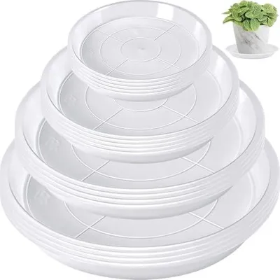 Produktbild von Augshy Untersetzer Blumentopf, 18 Stück Blumentopf Untersetzer Klare Pflanzen Untersetzer 10/14/20/24 cm Blumenuntersetzer Rund Wasserdicht Blumentopfuntersetzer für Gärten Balkone