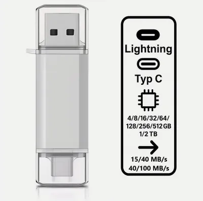 Produktbild von USB Stick 64GB 2in1 USB Typ C OTG Speicherstick für Smartphone Tablet Laptop PC Android Mac