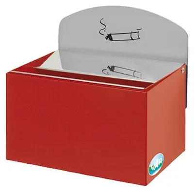 Produktbild von Robuster Wandascher mit Schild | 0,8 Liter, HxBxT 20x20x12,5cm | Verzinkter Stahl | Rot