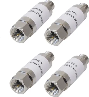Produktbild von 4x Sat Überspannungsschutz Blitzschutz Sat-Anlage Kabel + DVB-T F Kupplung auf F Stecker