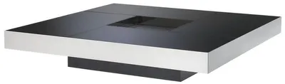 Produktbild von Casa Padrino Luxus Couchtisch Silber / Schwarz 120 x 120 x H. 23,5 cm - Quadratischer Edelstahl Wohnzimmertisch mit Spiegelglas Tischplatten - Wohnzimmer Möbel - Luxus Qualität