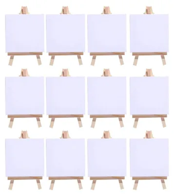 Produktbild von 12 Sets Mini-Staffeleien mit Keilrahmen und Leinwand für Tischdekoration bei Hochzeiten