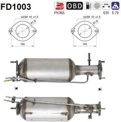 Produktbild von AS FD1003 Dieselpartikelfilter Rußpartikelfilter DPF für FORD MONDEO IV Turnier (BA7) Abgasanlage Diesel