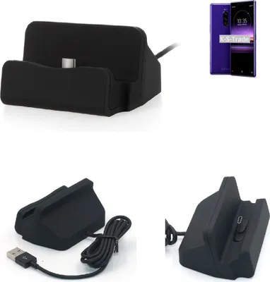 Produktbild von K-S-Trade Docking-Station kompatibel mit Sony Xperia 1 Ladestation Dock Ladegerät Docking Station Tischständer Ständer inkl. USB Typ C Kabel