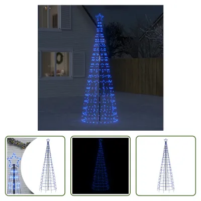 Productafbeelding van De Living Store LED kerstboom met grondpennen, 570 LED's, blauw, 300 cm