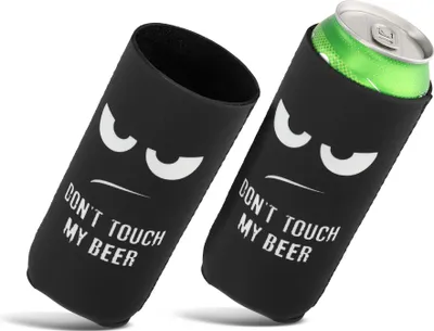 Produktbild von kwmobile 2x 500ml Can Dosenkühler - für Bierdosen und andere Getränkedosen - - Don't touch my beer Weiß Schwarz