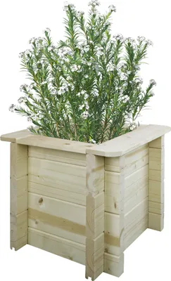 Obrázek produktu pro TIMBELA Vyvýšený záhon ze dřeva - 38x38xV35 cm - Vyvýšené záhony na zahradu - Záhon na bylinky - Dřevěný truhlík na květiny - Dřevěný truhlík na květináče - Masivní borovicové/smrkové dřevo 28 mm M610