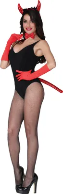 Produktbild von DämonenEnsemble Halloween Horn Stirnband Teufel Schwanz Rot Schwarz Accessoires Set Festliche Verwandlung Finsterer Glamour, Farbe: Rot