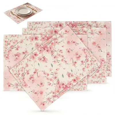4er-Set Platzsets Kirschblüten 37 cm Frühlingsdeko